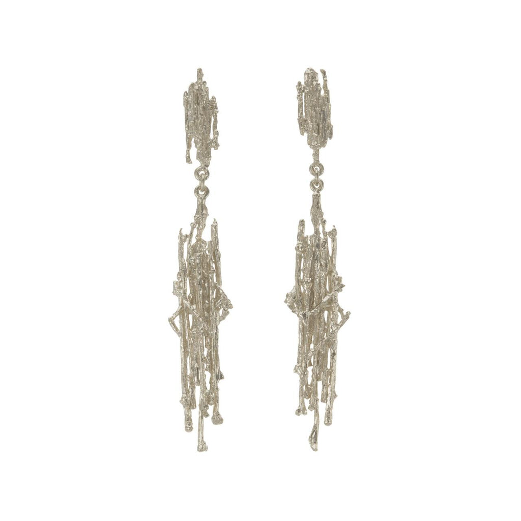 A.M. Nest Structure Statement Drop Earrings Silver