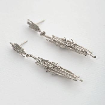 A.M. Nest Structure Statement Drop Earrings Silver