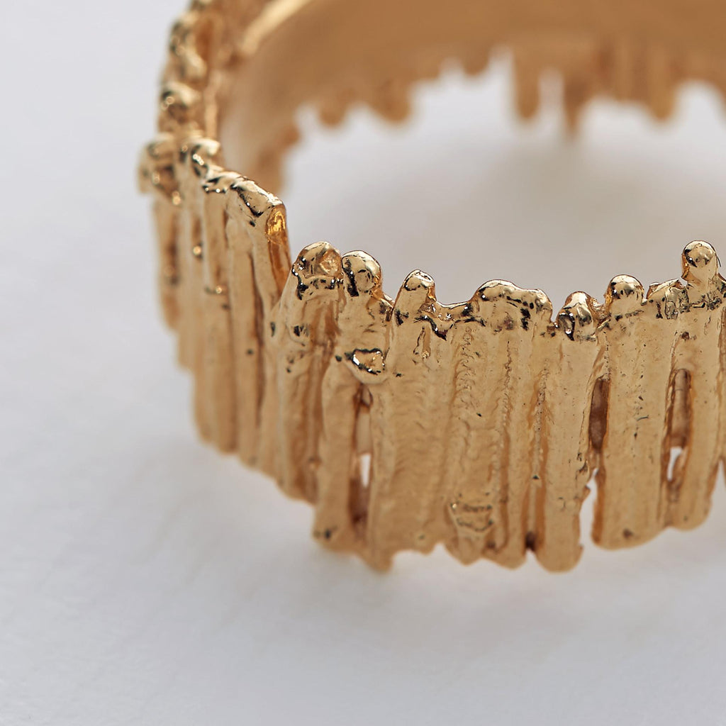 A.M. Nest Structure Wide Band Ring Gold