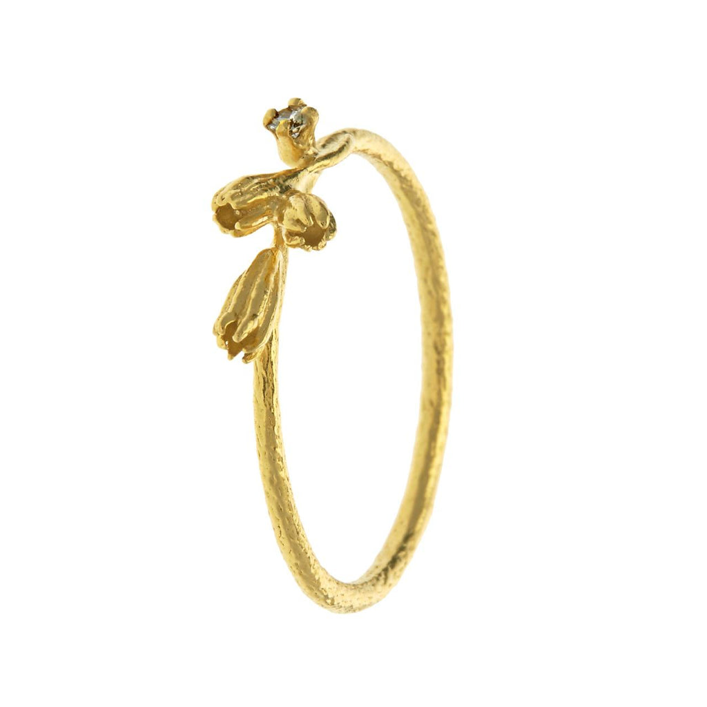 A.M. Seed Pod & Champagne Diamond Ring Gold