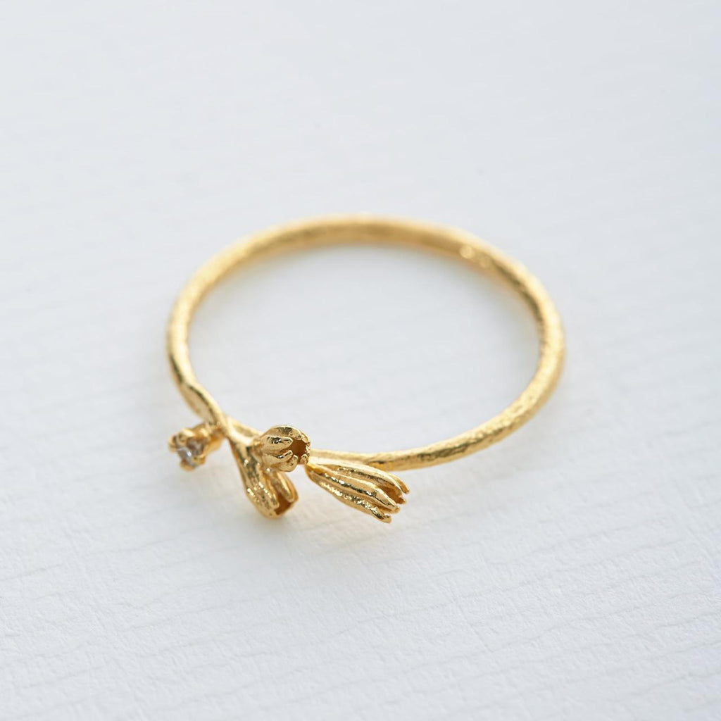 A.M. Seed Pod & Champagne Diamond Ring Gold