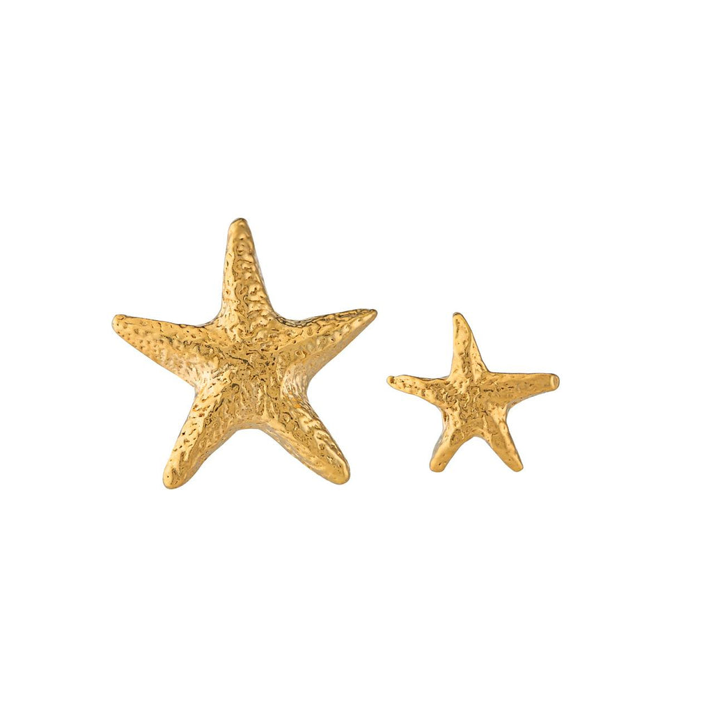 A.M. Asymmetric Starfish Stud Earrings Gold