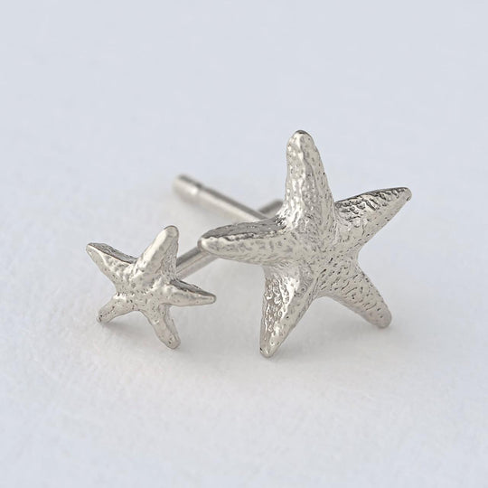 A.M. Asymmetric Starfish Stud Earrings Silver