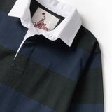 Classic Rugby Shirt Blue/Green Wide-Stripe