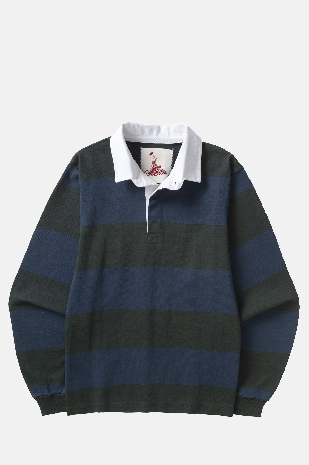 Opensider Classic Rugby Shirt Blue/Green Wide-Stripe.