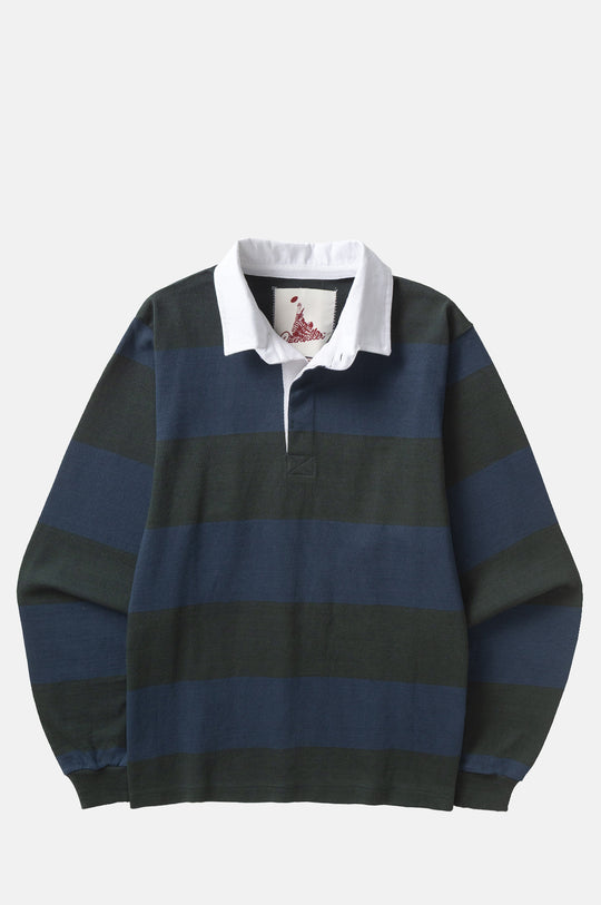 Classic Rugby Shirt Blue/Green Wide-Stripe