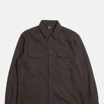 Orslow Organic Cotton Relaxed Fit Flannel Shirt Coffee Brown.