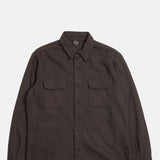 Orslow Organic Cotton Relaxed Fit Flannel Shirt Coffee Brown.