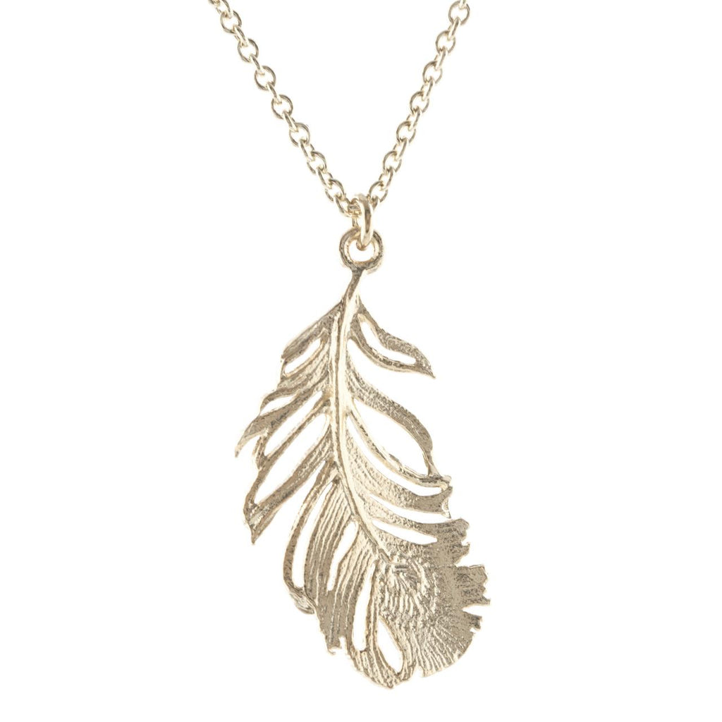 A.M. Peacock Feather Necklace Silver