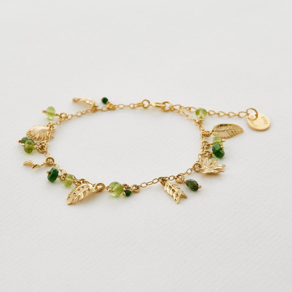 A.M. Tropical Leaf Charm Bracelet Gold