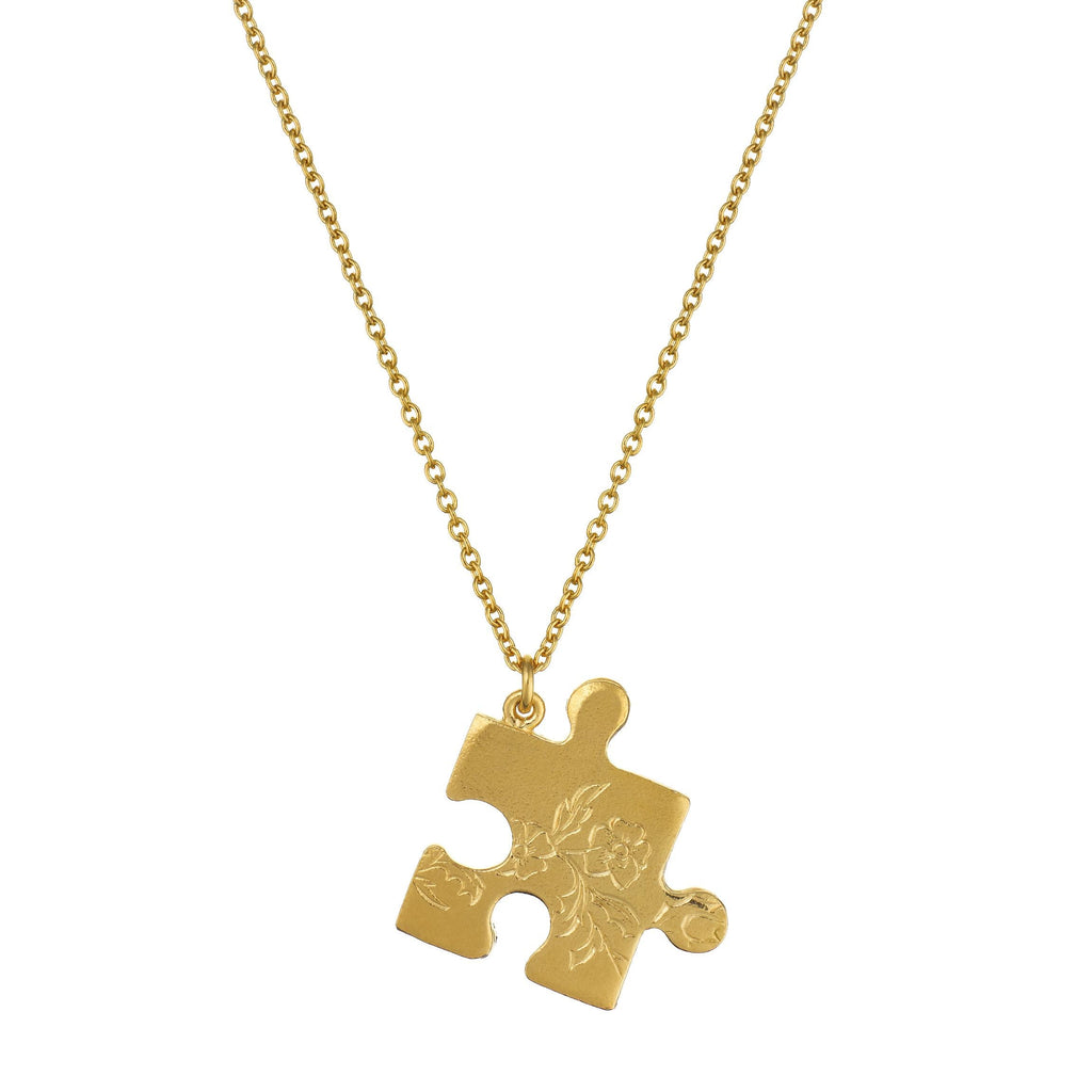 A.M. Floral Puzzle Piece Necklace Gold
