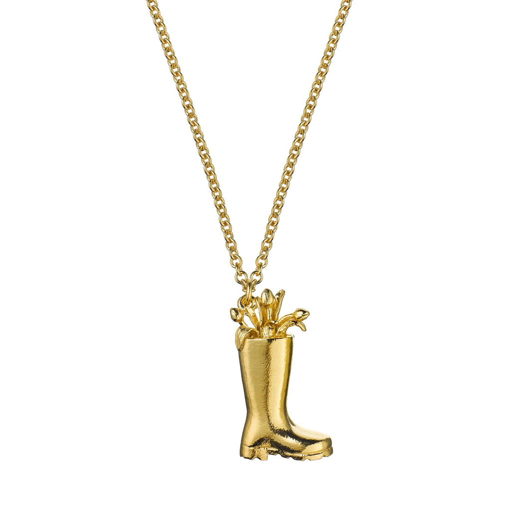 A.M. Tulip Filled Wellington Boot Necklace Gold