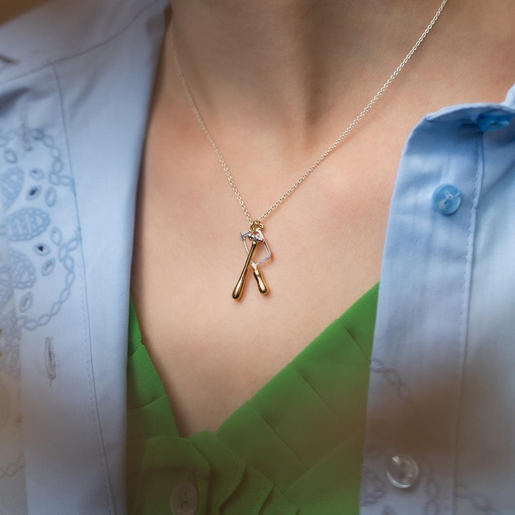 A.M. Jewellers Saw and Hammer Necklace, Silver with Gold Plated Details