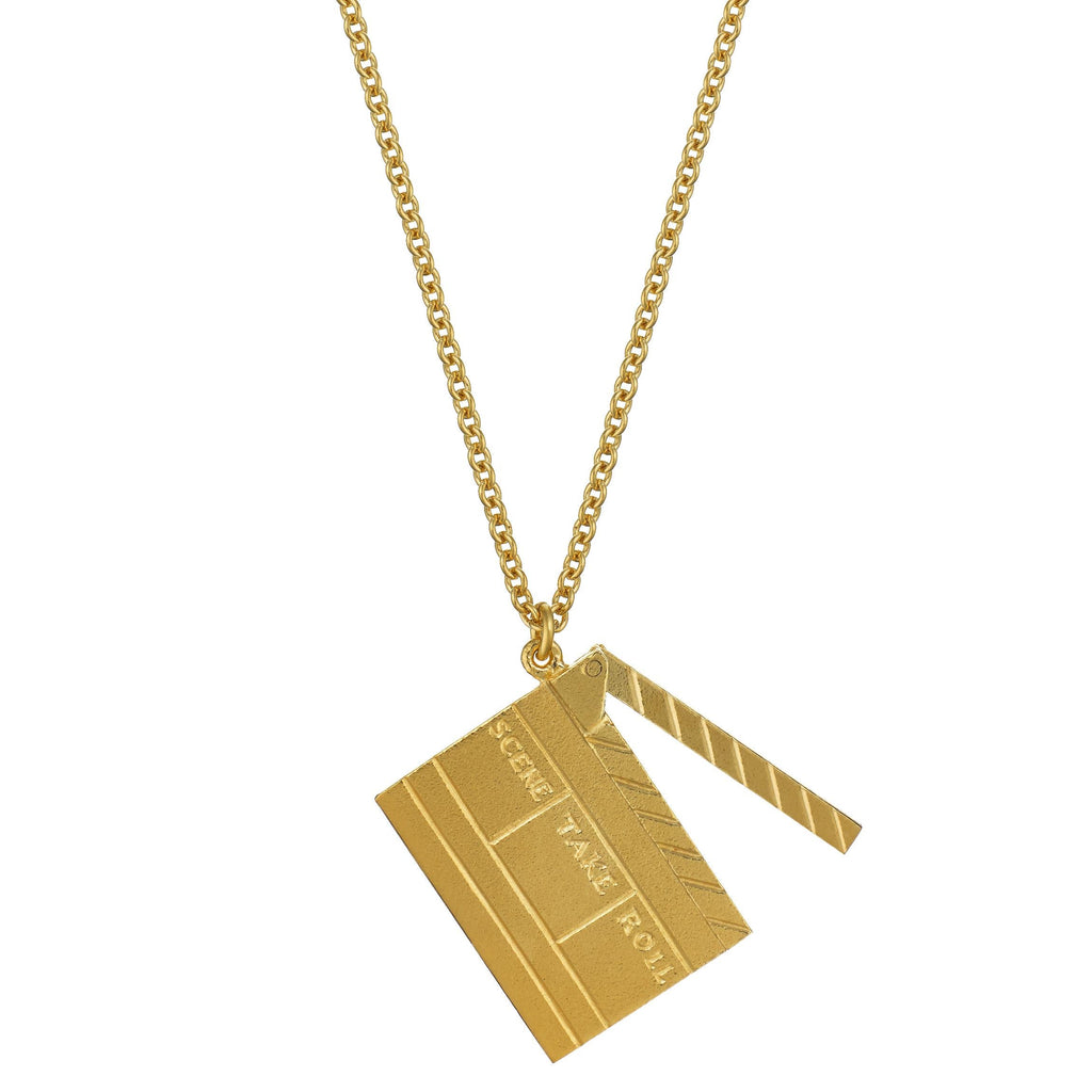A.M. Going to the Movies Clapperboard Necklace Gold