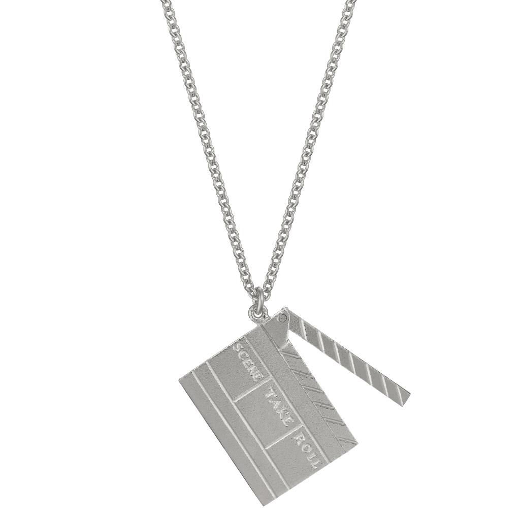 A.M. Going to the Movies Clapperboard Necklace Silver