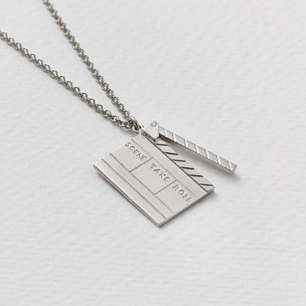 A.M. Going to the Movies Clapperboard Necklace Silver