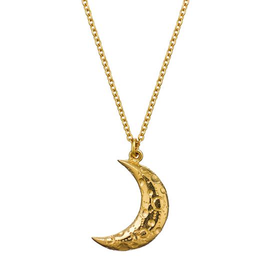 A.M. Stargazing Crescent Moon Necklace with Diamond Gold