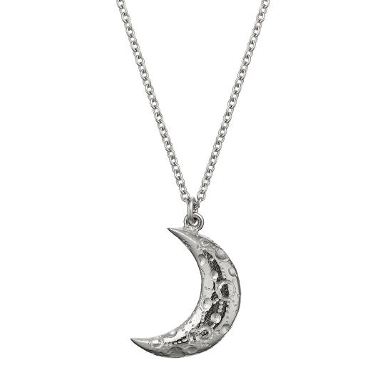 A.M. Stargazing Crescent Moon Necklace with Diamond Silver