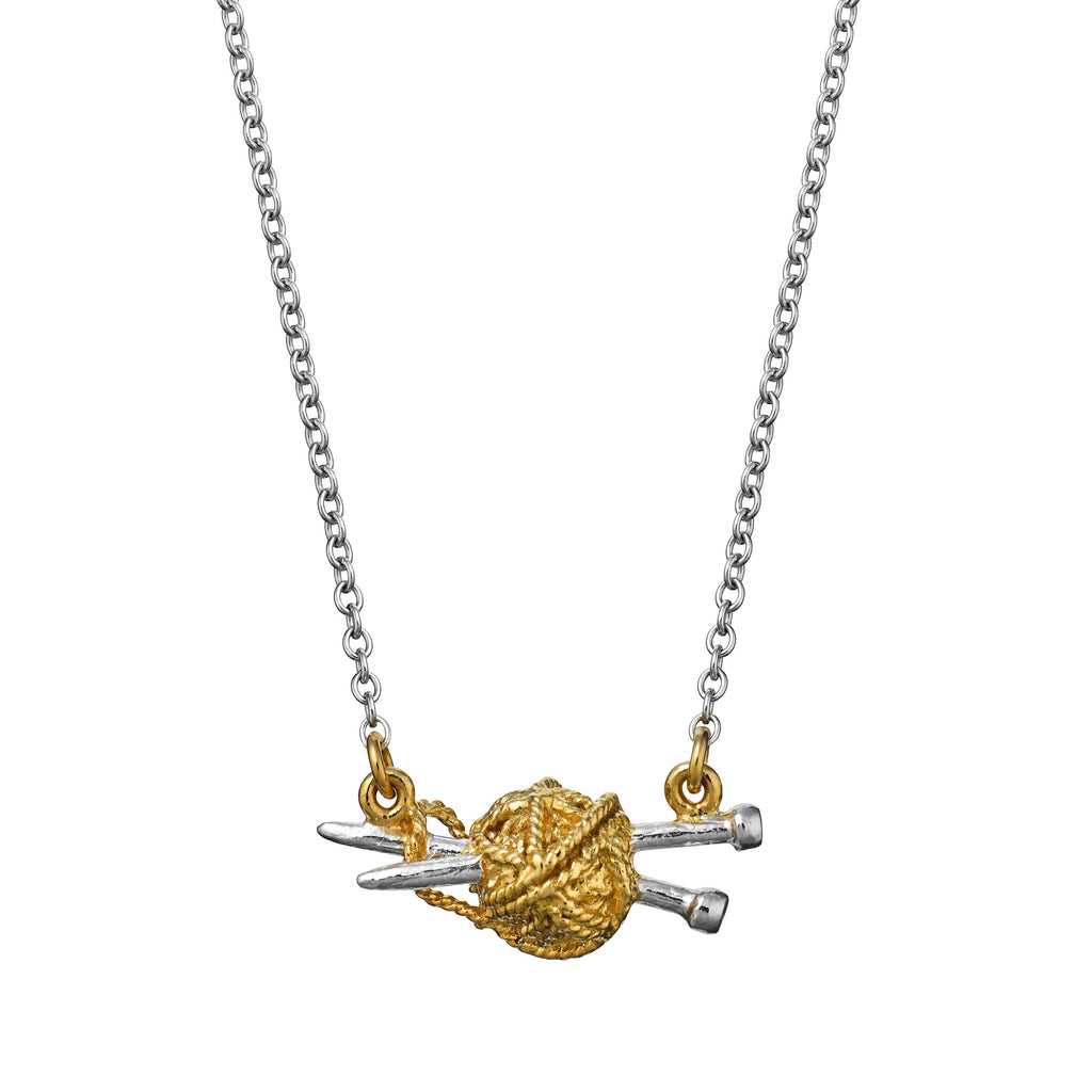 A.M. Ball of Wool & Knitting Needle Inline Necklace