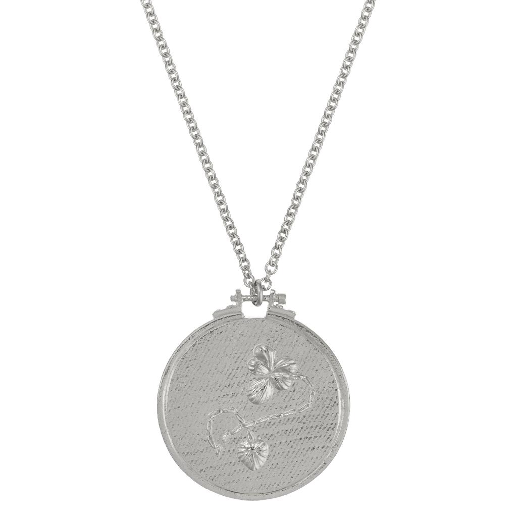 A.M. Embroidery Hoop Necklace Silver