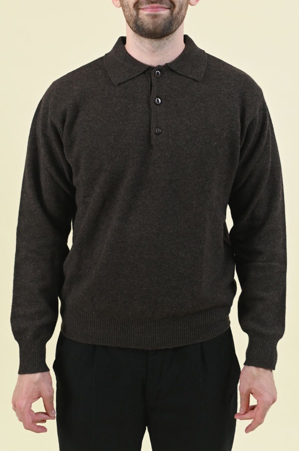 L/S Merino Polo Cocoa