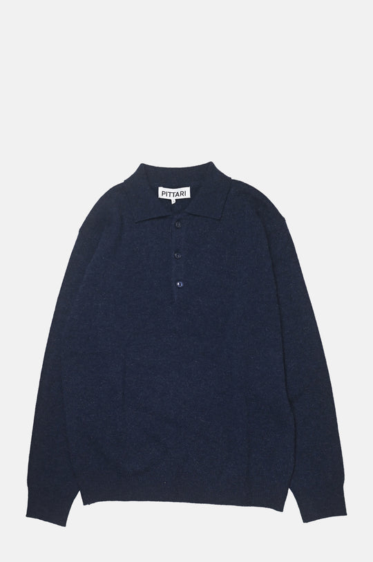 L/S Merino Polo Indigo Mel