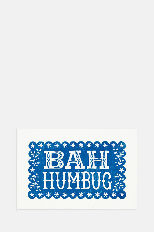 Bah Humbug Linocut Christmas Card