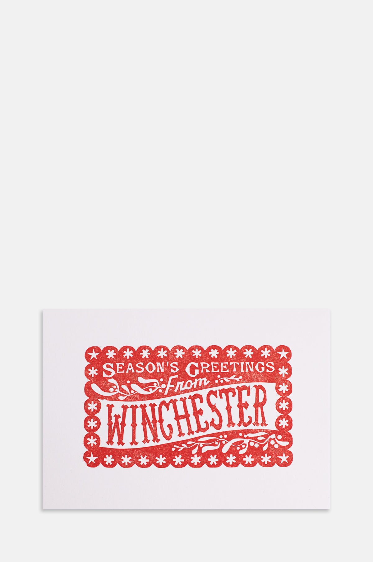 Pressed and Folded Seasons Greetings fromm Winchester Card.