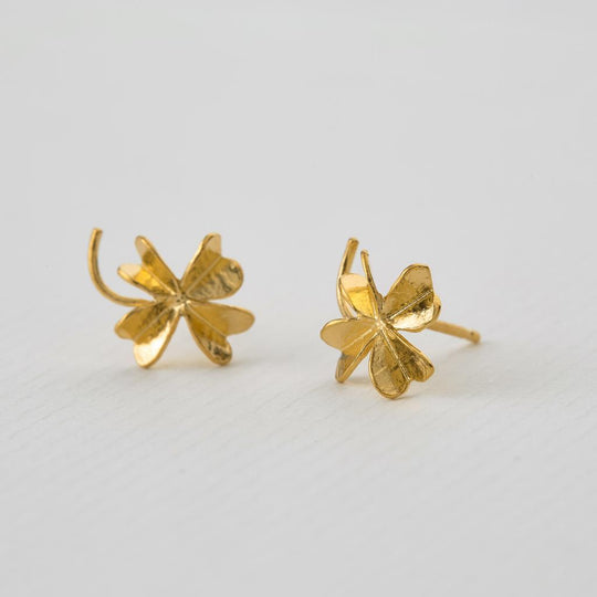 A.M. Lucky Clover Stud Earrings Gold