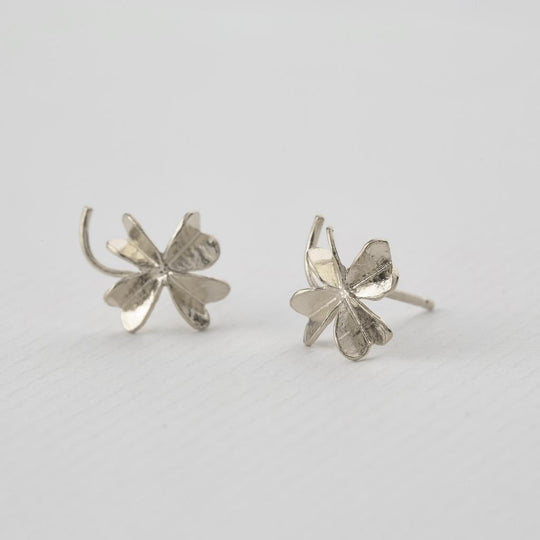 A.M. Lucky Clover Stud Earrings Silver