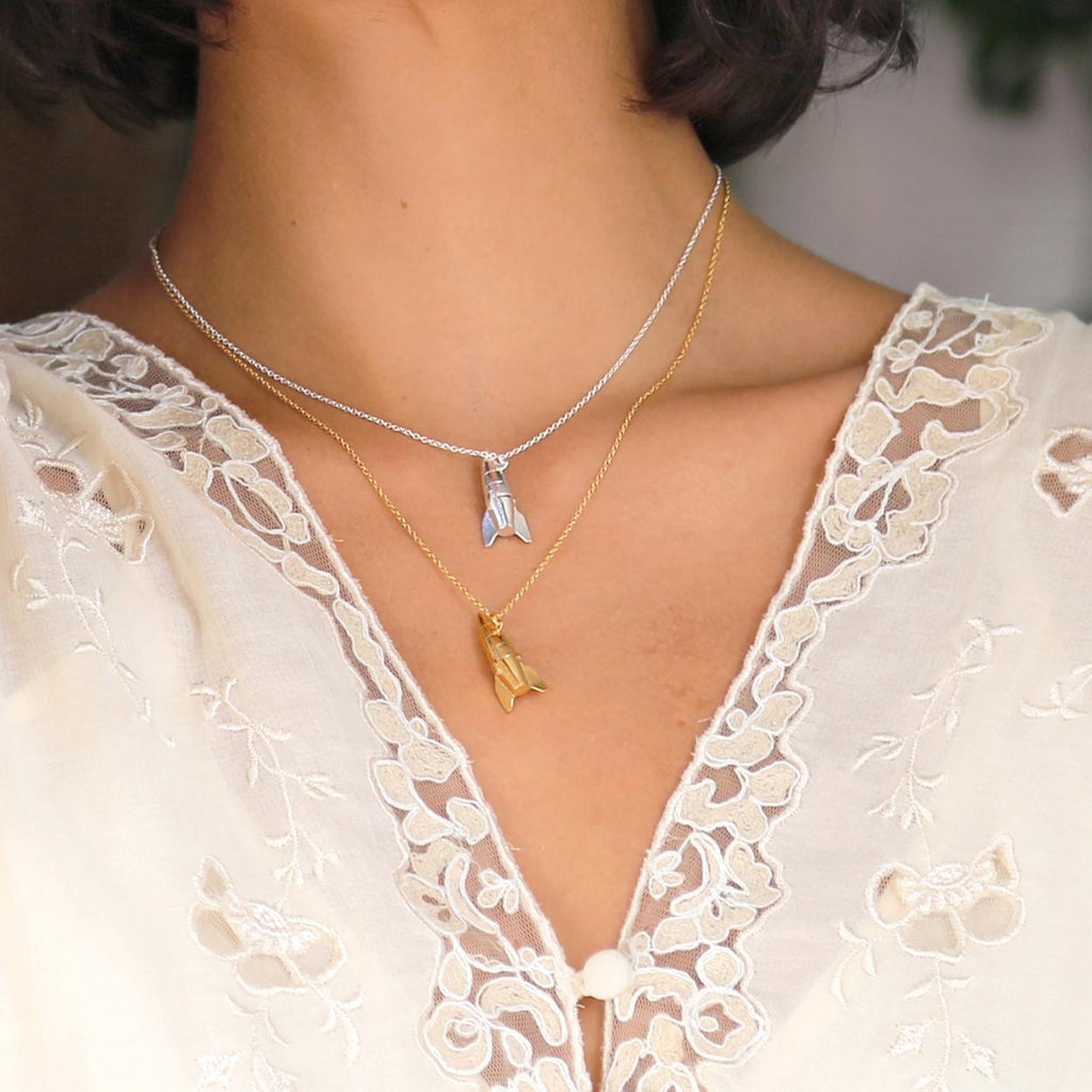 A.M. Rocket Locket Necklace Gold