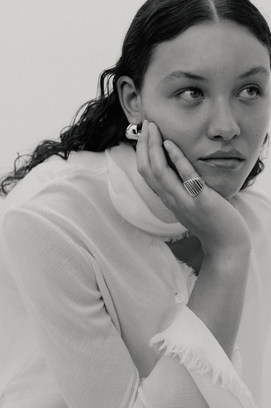 Contour Hoop Gold Earrings