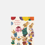 Red Cap Cards Rabbit Party Greeting Card.