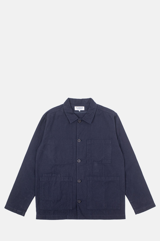 William Washed Herringbone Chore Jacket Navy