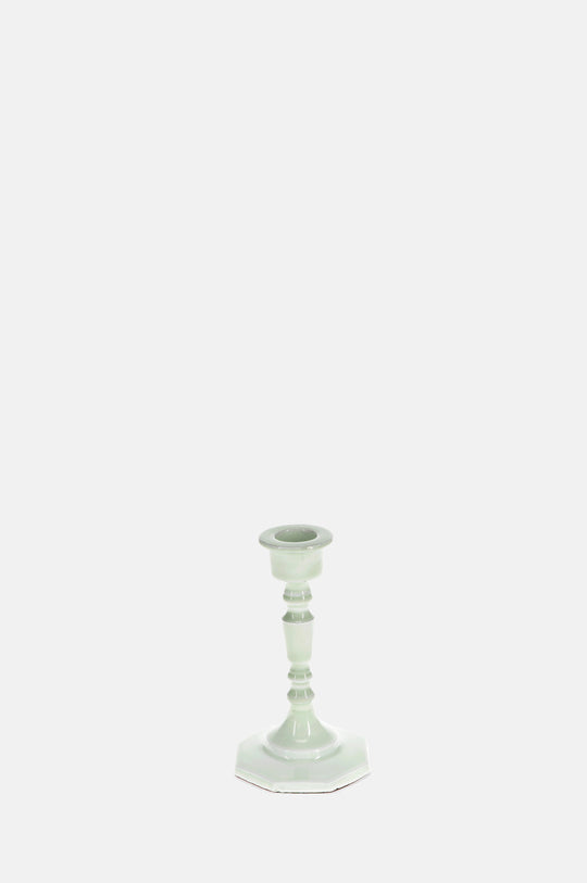 Enamel Candlestick 13cm Light Grey