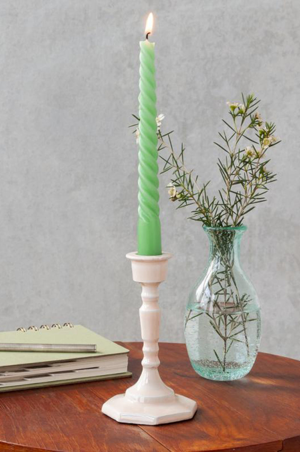 Enamel Candlestick 13cm Soft Pink