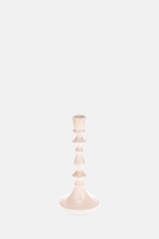 Enamel Candlestick 19cm Soft Pink