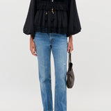 Diann Top Lilly Embroidery Black