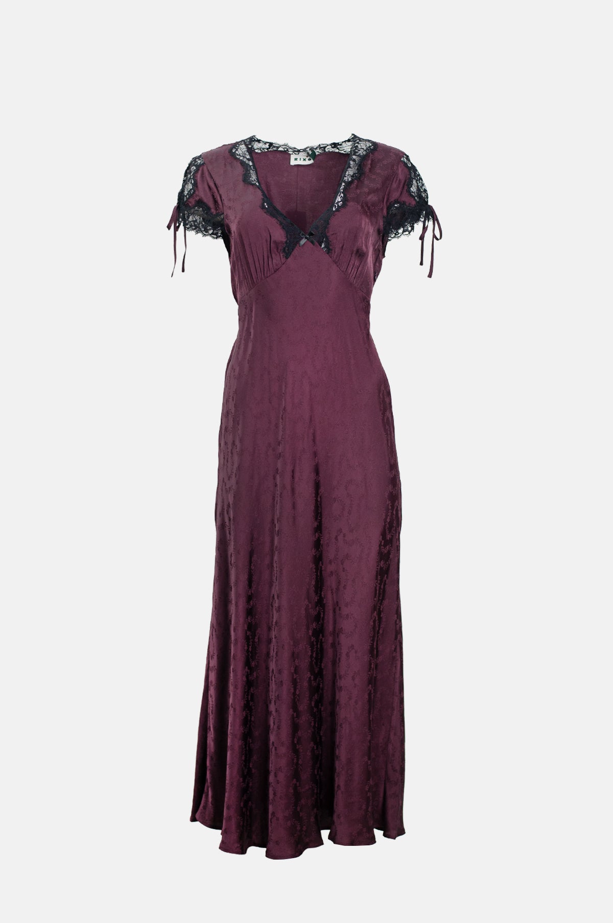 Rixo Fern Dress Floral Trail Jacquard Wine.