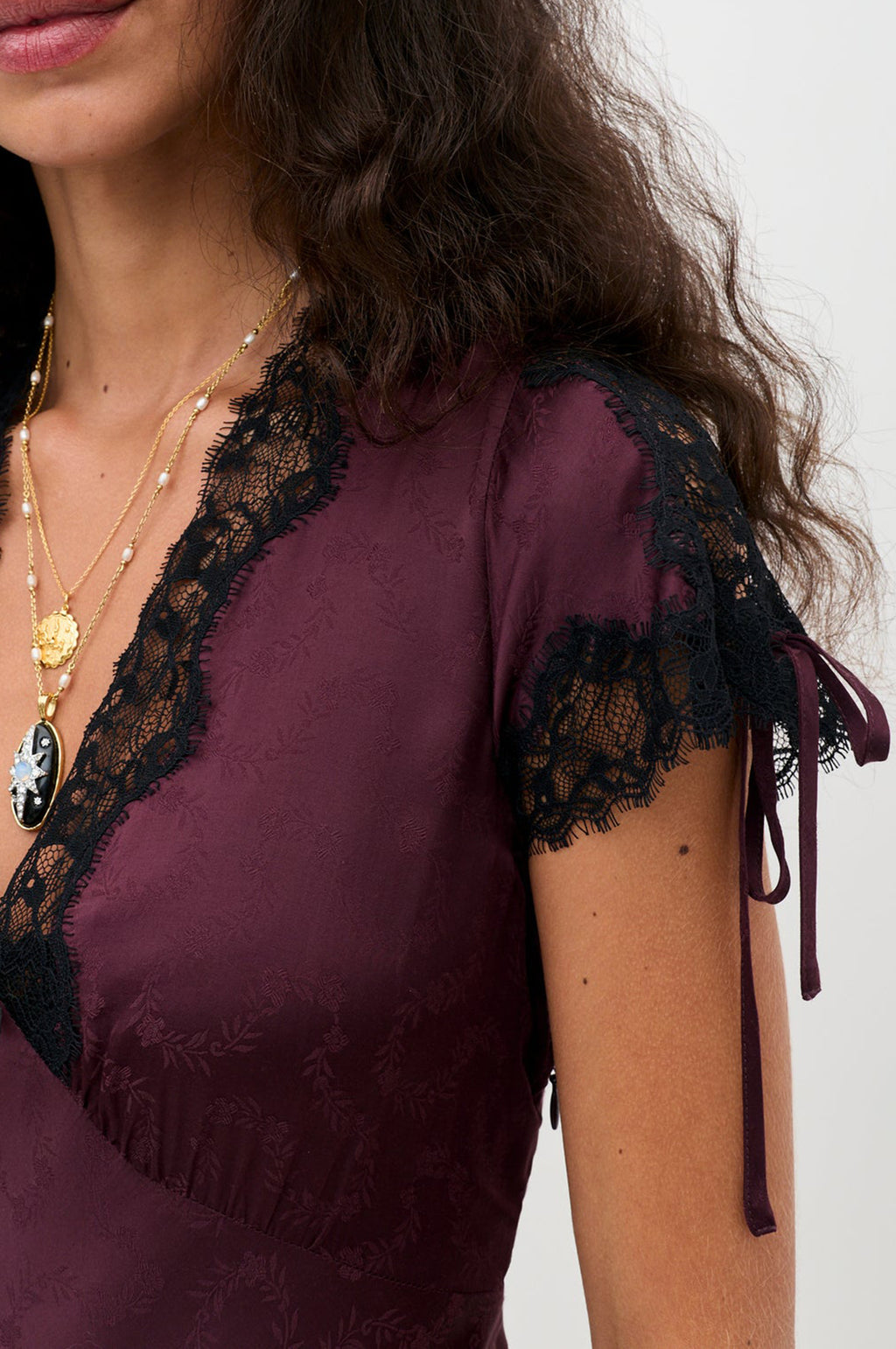 Fern Dress Floral Trail Jacquard Wine