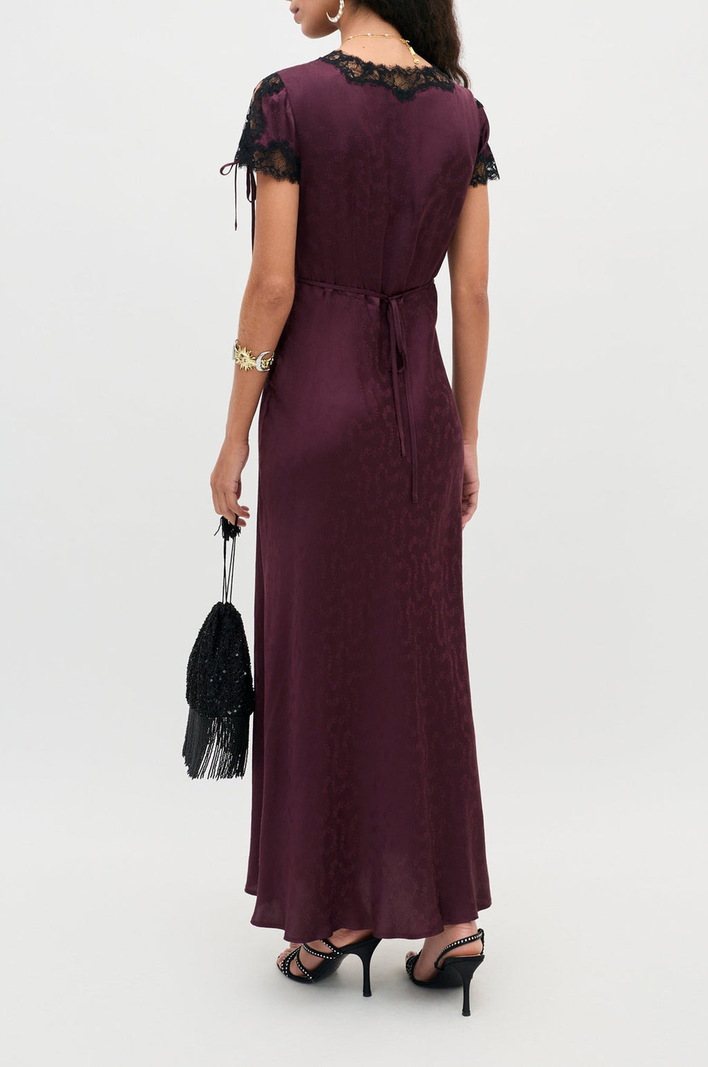 Fern Dress Floral Trail Jacquard Wine