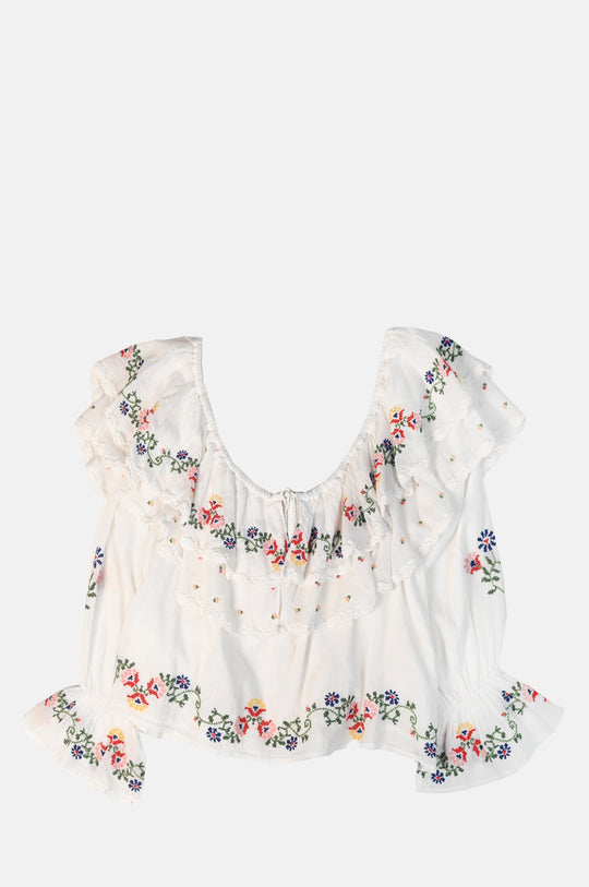 Maurine Top Lilia Embroidery Ivory