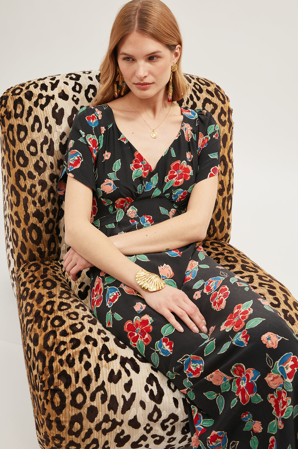 Riella Dress Kimmie Floral Charcoal