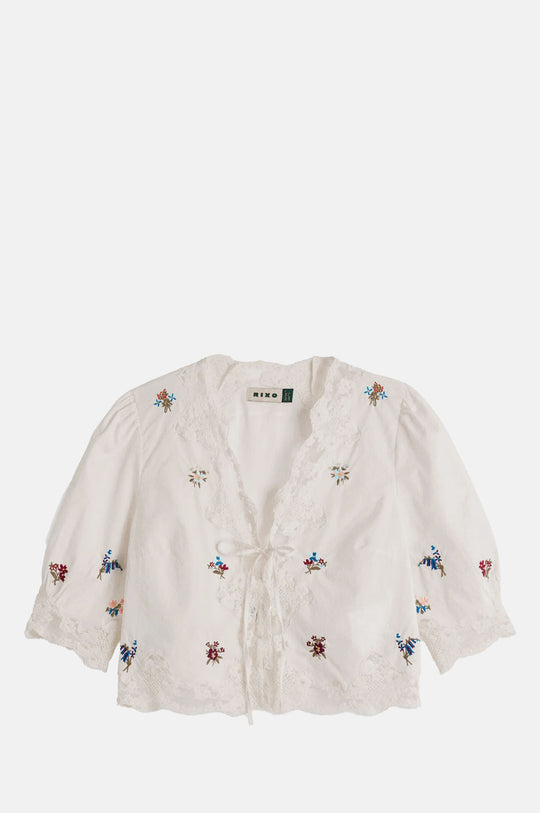 Ursula Top Bud Embroidery Ivory