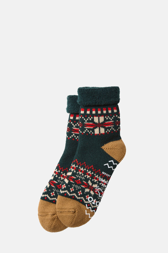 Comfy Room Socks "Snow Flake" Forest Green