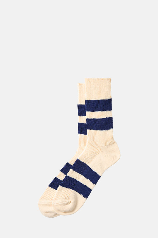 Recycled Cotton Stripe Socks Ecru/Blue