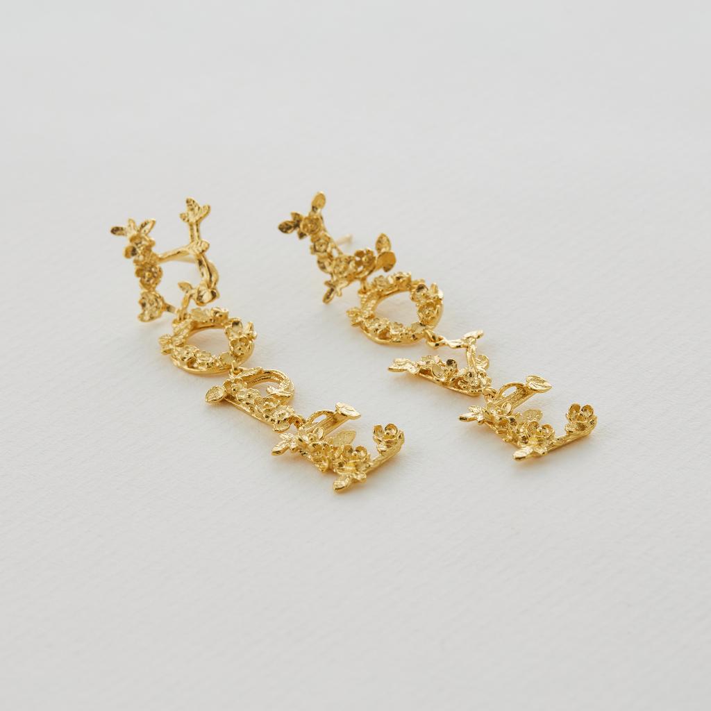 A.M. L O V E & H O P E Asymmetric Drop Earrings Gold