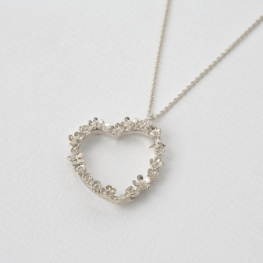 A.M. Floral Heart & Star Necklace Silver