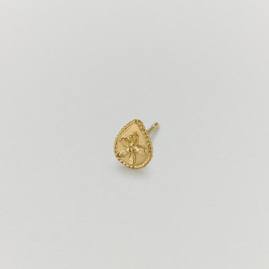 A.M. Teardrop Ex-voto Flower Single Stud Earring Gold
