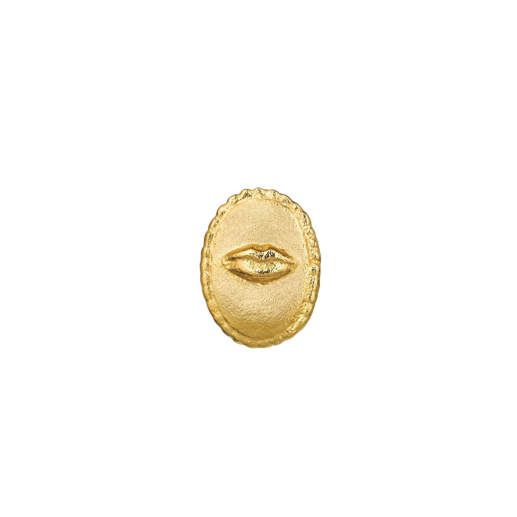 A.M. Oval Ex-voto Lips Single Stud Earring Gold
